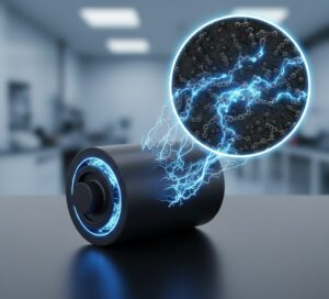 導電性ゴムロールに電気が通るイメージ画像